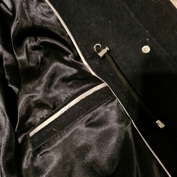 DKNY luxurous wool parka anorak coat winter fall navy blue size M - Picture 6 of 9